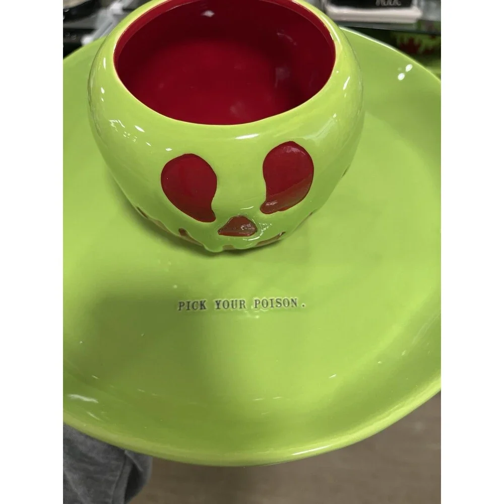 Rae Dunn Disney Villains Pick Your Poison Chip and Dip ceramic Platter NEW